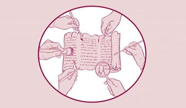 Disegno rappresentativo di attività di restauro