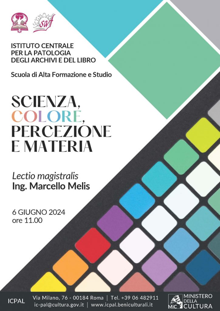 locandina lectio magistralis su scienza e colore